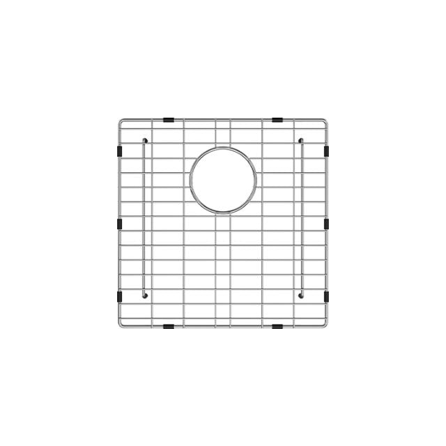 Fienza Hana stainless steel sink protector grid, square with centre hole, top view