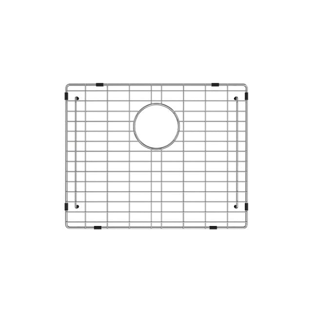 Fienza Hana stainless steel sink protector with round centre hole, rectangular wire grid for kitchen sink base