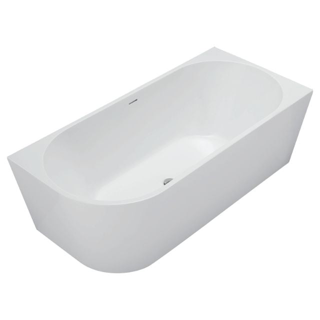 Fienza Isabella gloss white acrylic corner bath, left-hand, oval 1700mm with overflow and centre waste