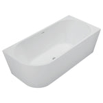 Fienza Isabella left hand acrylic corner bath, matte white, with overflow, shown in angled studio view
