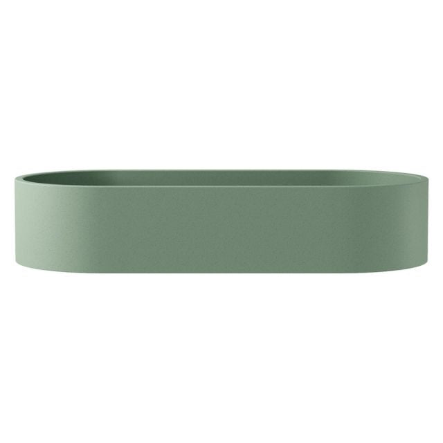 Fienza Jada sage concrete pill basin, oval above counter bathroom sink, side view