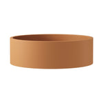 Fienza Jada Tuscan concrete round above-counter basin, side view, warm brown, 390mm wide