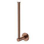 Fienza Kaya brushed copper dual purpose toilet roll holder and towel rail, vertical wall-mounted bathroom accessory
