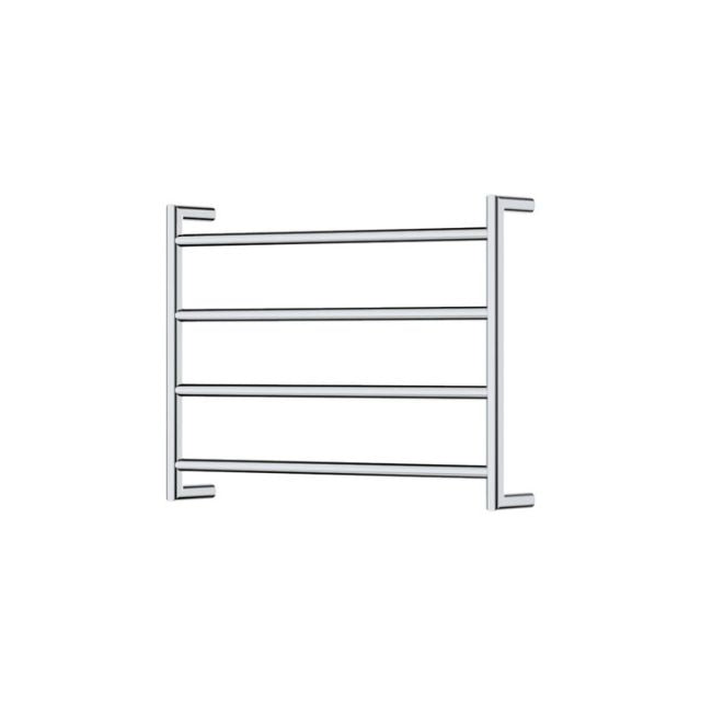Fienza Kaya round heated towel rail in chrome, 4-bar ladder design, front view on white background