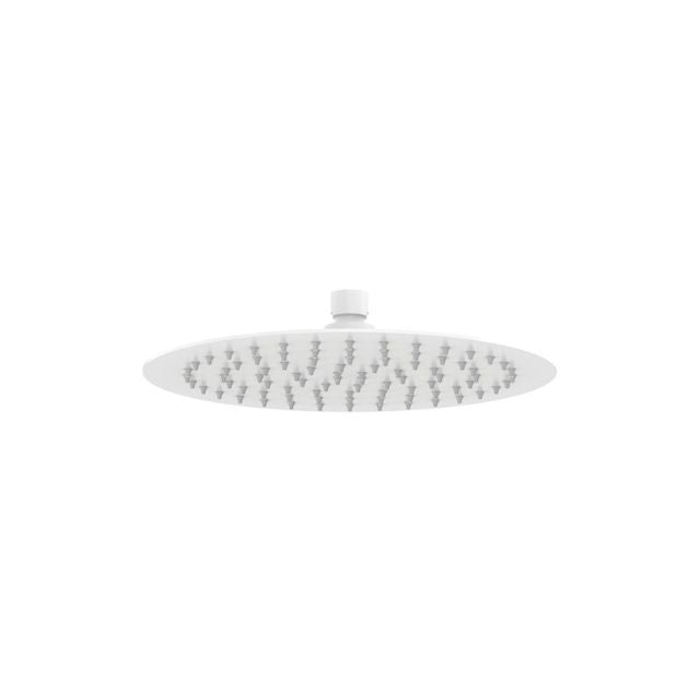 Fienza Kaya 250mm round shower head in matte white, front view