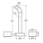 Technical drawing of Fienza Kaya round wall basin/bath tap set, showing 180mm outlet dimensions in brushed copper finish