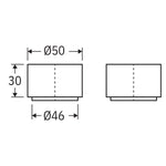 Technical drawing of Fienza Kaya round wall tap back plates, showing Ø50 and Ø46 dimensions.