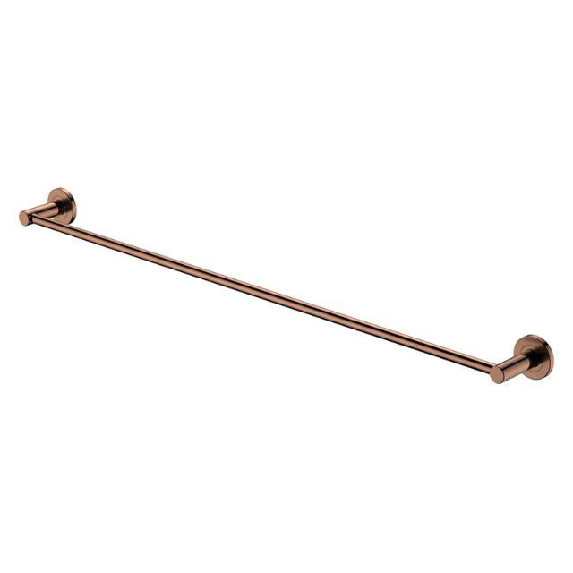 Fienza Kaya 900mm single towel rail in brushed copper, wall-mounted with concealed round fixings