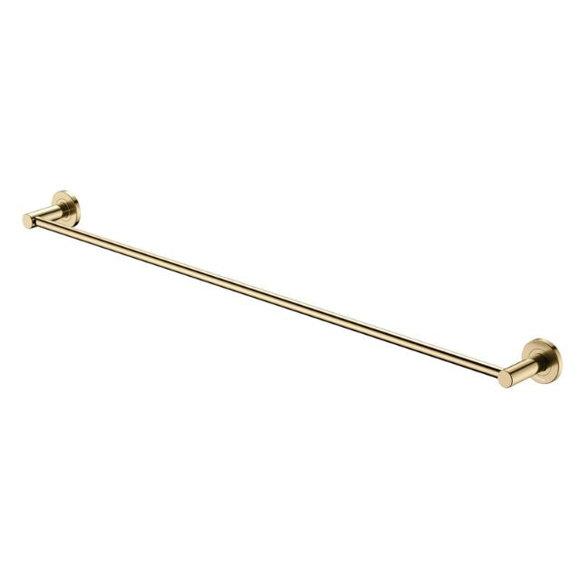 Fienza Kaya single towel rail in urban brass, 900mm wall-mounted rail with round hidden-fix brackets