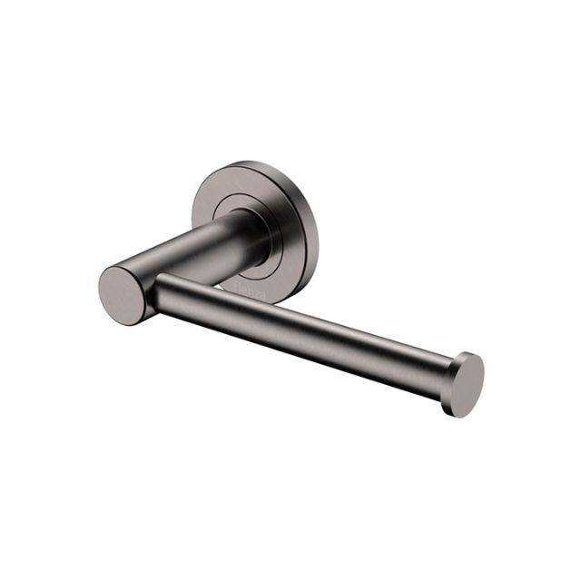 Fienza Kaya gun metal toilet roll holder with circular wall plate and concealed fixings