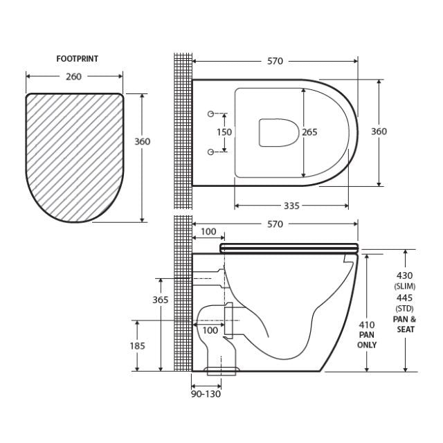 Fienza Koko Tornado Flush Wall-Faced Toilet Suite Matte White