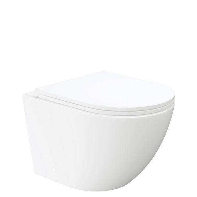 Fienza Koko Tornado Flush Wall Hung Toilet Suite Gloss White With Slim Seat