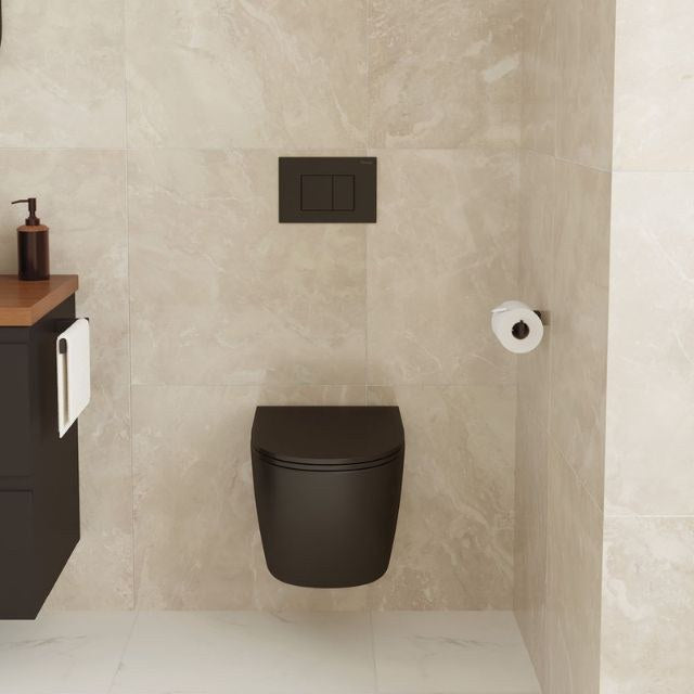 Fienza Koko Tornado Flush Wall Hung Toilet Suite Matte Black