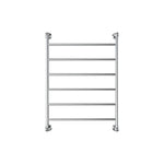 Fienza Lillian 6-bar heated towel rail in chrome, front view with round ladder bars on white background