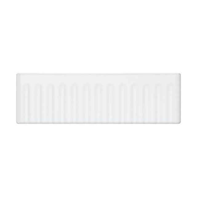 Fienza Olivia butler sink in gloss white, reversible fluted front, large single bowl ceramic kitchen sink, front view