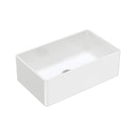 Fienza Olivia glossy white fire clay butler sink, single bowl with flat front shown in angled view