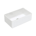 Fienza Olivia medium white fire clay butler sink with fluted front, single bowl and rectangular gloss finish