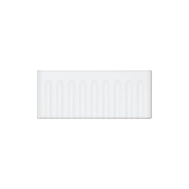 Fienza Olivia small 610 butler sink in gloss white, fluted front view, reversible fire clay ceramic kitchen sink
