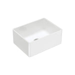 Fienza Olivia small 610 gloss white butler sink, reversible flat-front ceramic single bowl, angled view