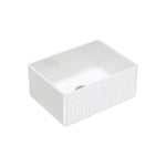 Fienza Olivia small 610 butler sink in gloss white fire clay, reversible fluted front, single bowl kitchen sink