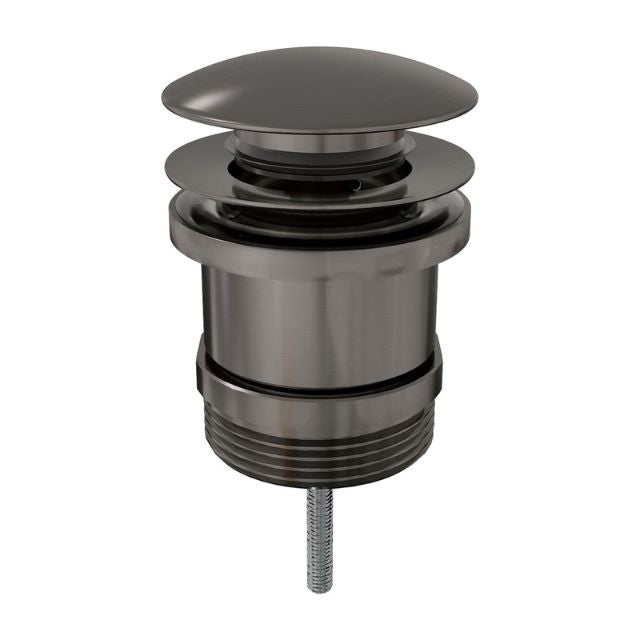 Fienza universal pop-up/pull-out basin waste in gun metal, brass, round top view