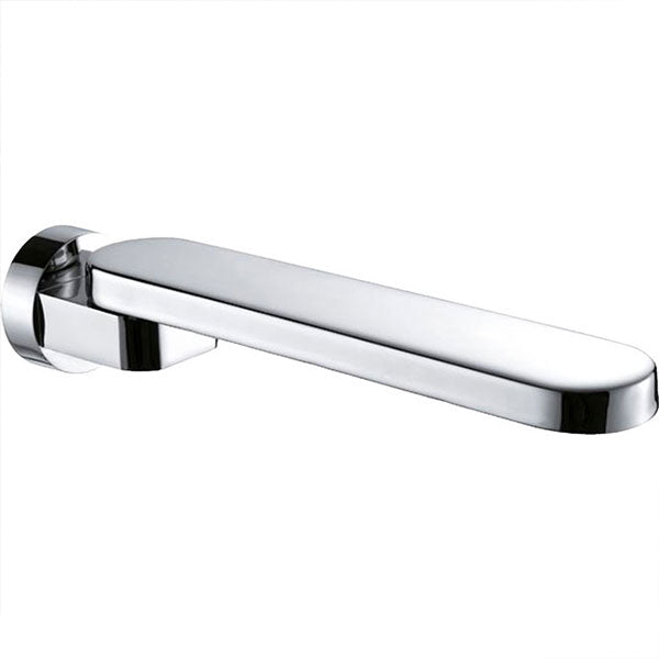Fienza Rondo chrome swivel bath outlet, wall-mounted bath spout with rounded rectangular profile