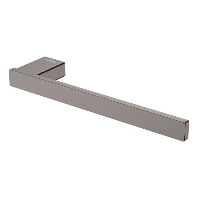 Fienza Tono 250mm gun metal hand towel holder with slim rectangular rail and wall bracket