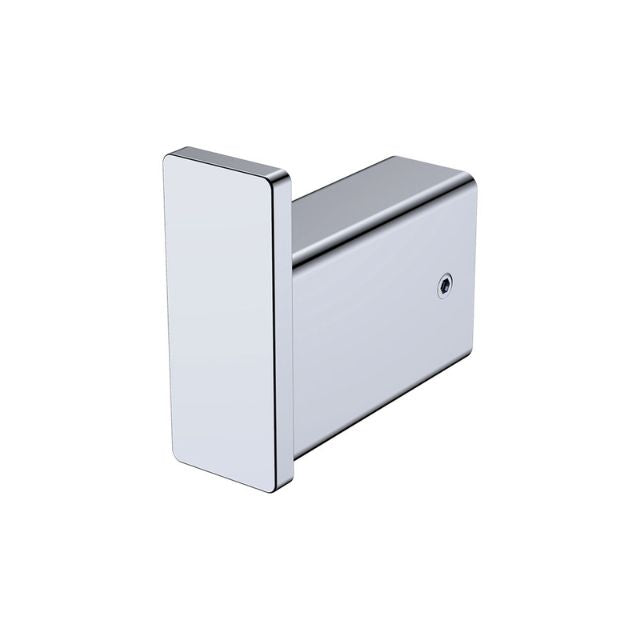 Fienza Tono robe hook in chrome, rectangular wall hook on white background