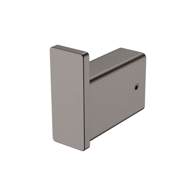 Fienza Tono robe hook in gun metal, rectangular wall hook on white background