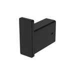 Fienza Tono robe hook in matte black, modern rectangular wall hook on white background