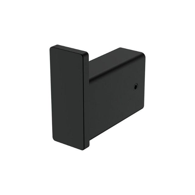 Fienza Tono robe hook in matte black, modern rectangular wall hook on white background