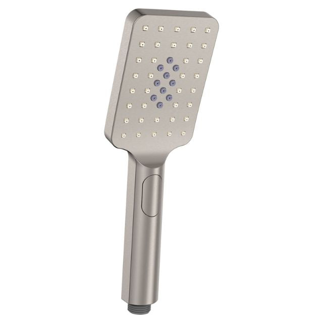 Fienza Tono brushed nickel hand shower head with square spray face and G1/2 inch thread
