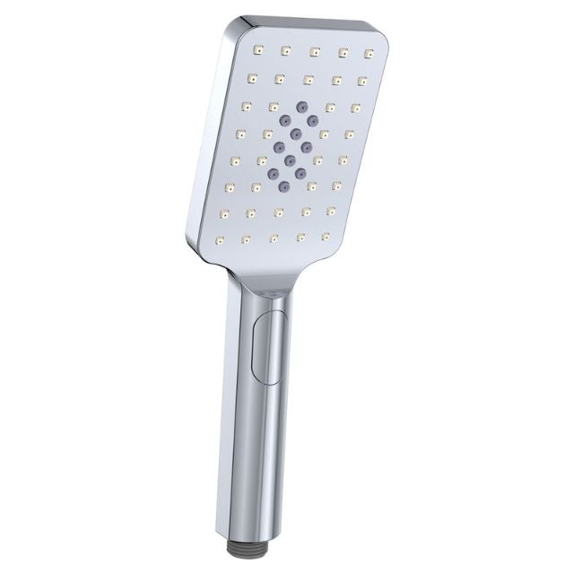 Fienza Tono chrome hand shower head, rectangular, front view on white background