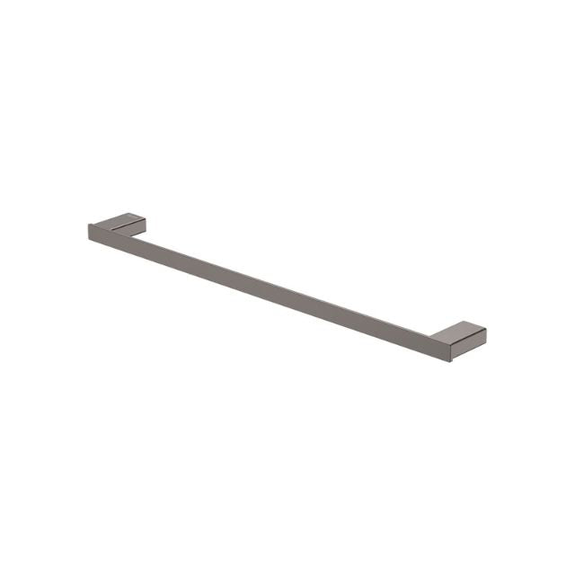 Fienza Tono 610mm single towel rail in gun metal, slim rectangular bathroom accessory with wall brackets