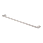 Fienza Tono single towel rail in brushed nickel, 810mm fixed stainless steel rail on white background