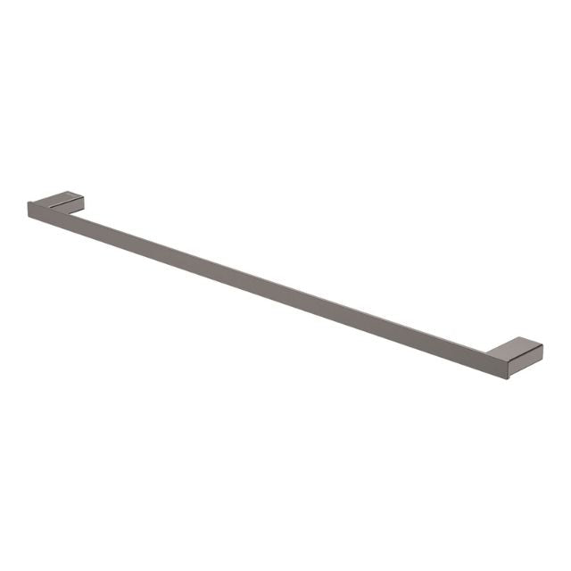 Fienza Tono single towel rail 810mm in gun metal, rectangular wall-mounted bathroom accessory