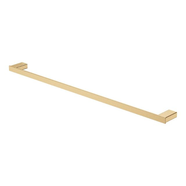 Fienza Tono single towel rail in Urban Brass, 810mm, with a slim rectangular profile and wall brackets