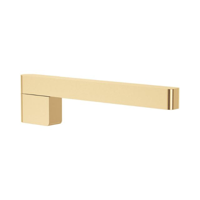 Fienza Tono swivel bath outlet in urban brass, wall-mounted bath spout with square profile and 180° swivel