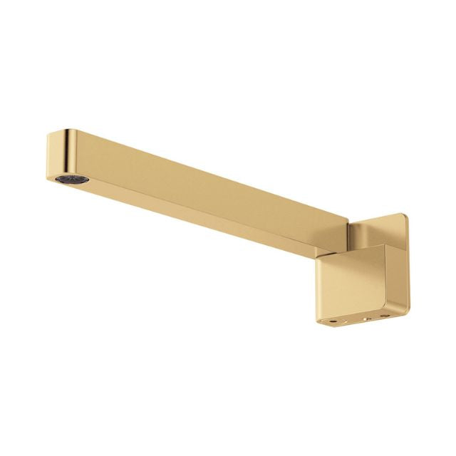 Fienza Tono swivel bath outlet in urban brass, wall-mounted bath spout with square gold finish.