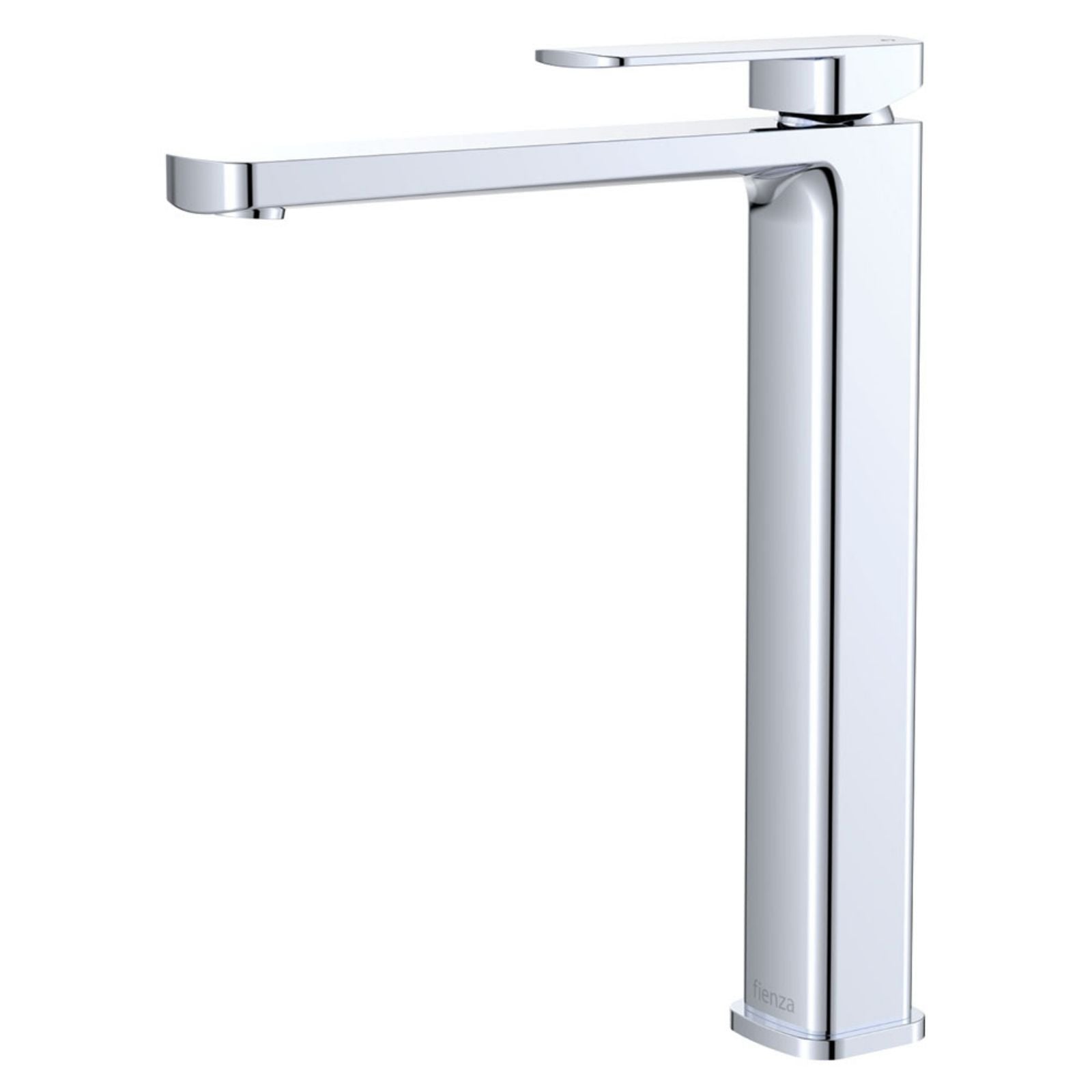 Fienza Tono tall basin mixer tap in chrome, modern square design on white background