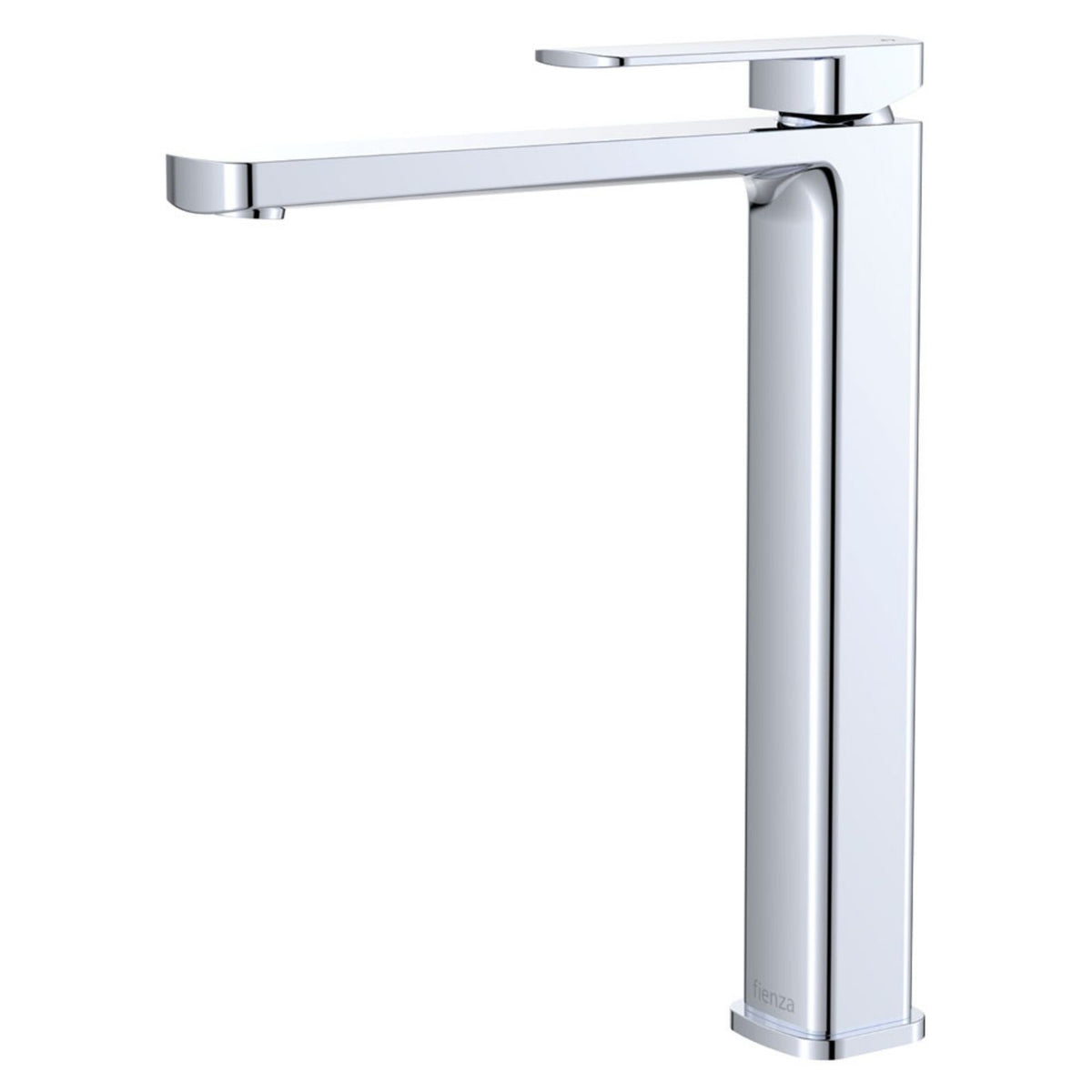 Fienza Tono tall basin mixer tap in chrome, modern square design on white background