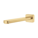 Fienza Tono wall basin/bath outlet in Urban Brass, 220mm wall-mounted spout with square backplate