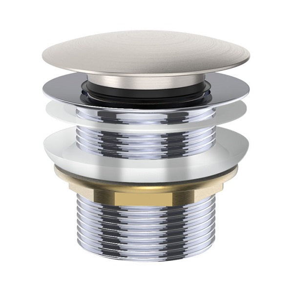 Fienza brushed nickel brass cap bath waste, pull-out pop-up style, for 40mm non-overflow baths