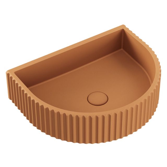 Fienza Valentina Tuscan concrete wall basin, fluted arch design, round bowl opening, front view