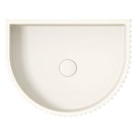 Fienza Valentina warm white concrete fluted arch wall basin, front view, with centred waste hole