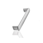 ADP Fluted Premium Handle cabinet pull in brushed silver finish, angled studio view with fluted detailing and D-shaped form
