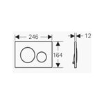 Technical drawing of Geberit Sigma 20 dual flush plate, showing front and side views with 246 x 164 x 12 mm dimensions