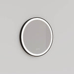 Ingrain round matte black framed frontlit LED mirror with wall-hung design