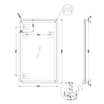 Technical drawing of Ingrain rectangular mirror, 600 x 1000mm, showing wall-mount dimensions and side profile