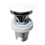 ADP Universal Ultra mushroom waste plug, matte white and chrome, isolated on white background